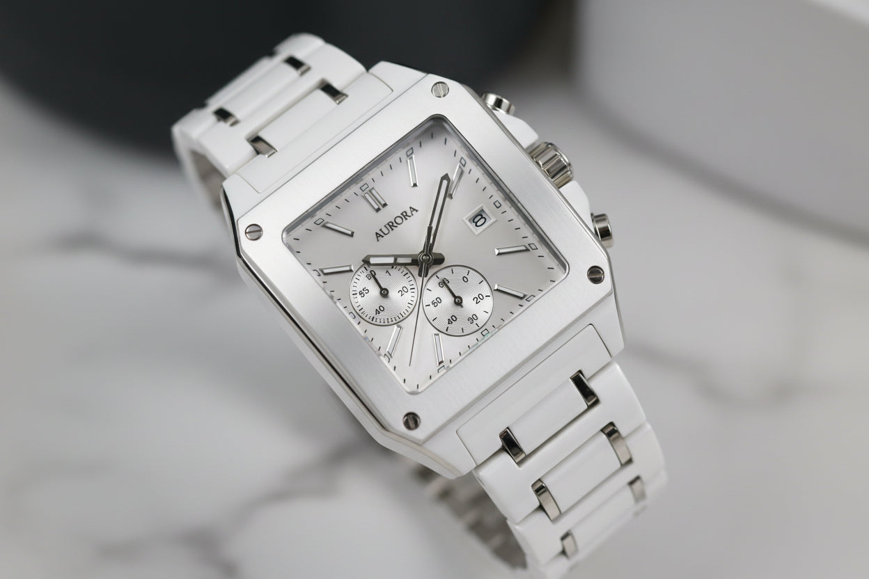 PINTIME Men's Quartz Watch Square Diamond